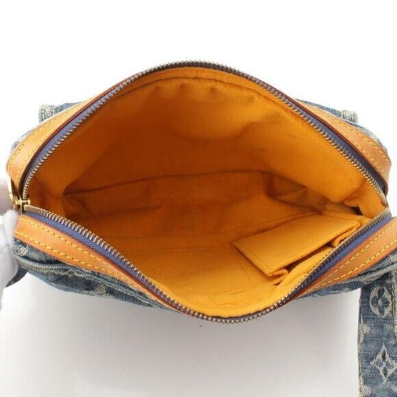 Authentic LOUIS VUITTON Monogram Denim Bum Bag Waist Bag Pouch Blue - Picture 9 of 16